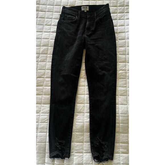 AGOLDE Jeans Women Black Sophie Cropped Skinny Distressed Destroyed Mid Rise 27 - Picture 1 of 16